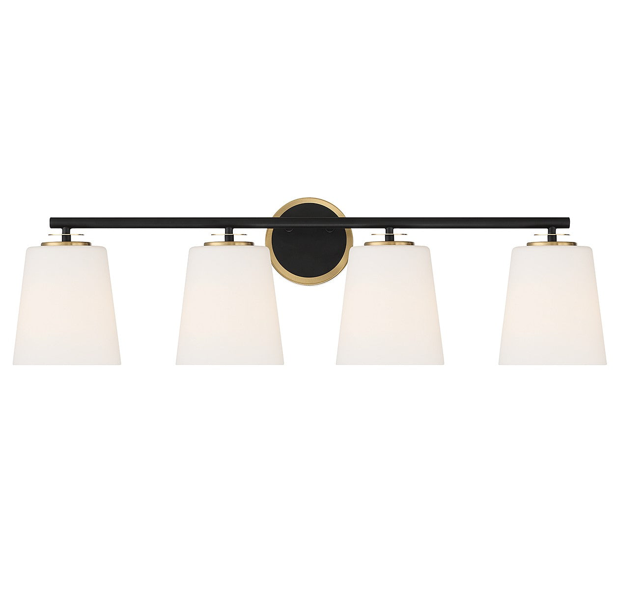 Meridian - M80079MBKNB - Four Light Bathroom Vanity - Matte Black and Natural Brass
