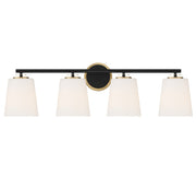 Meridian - M80079MBKNB - Four Light Bathroom Vanity - Matte Black and Natural Brass