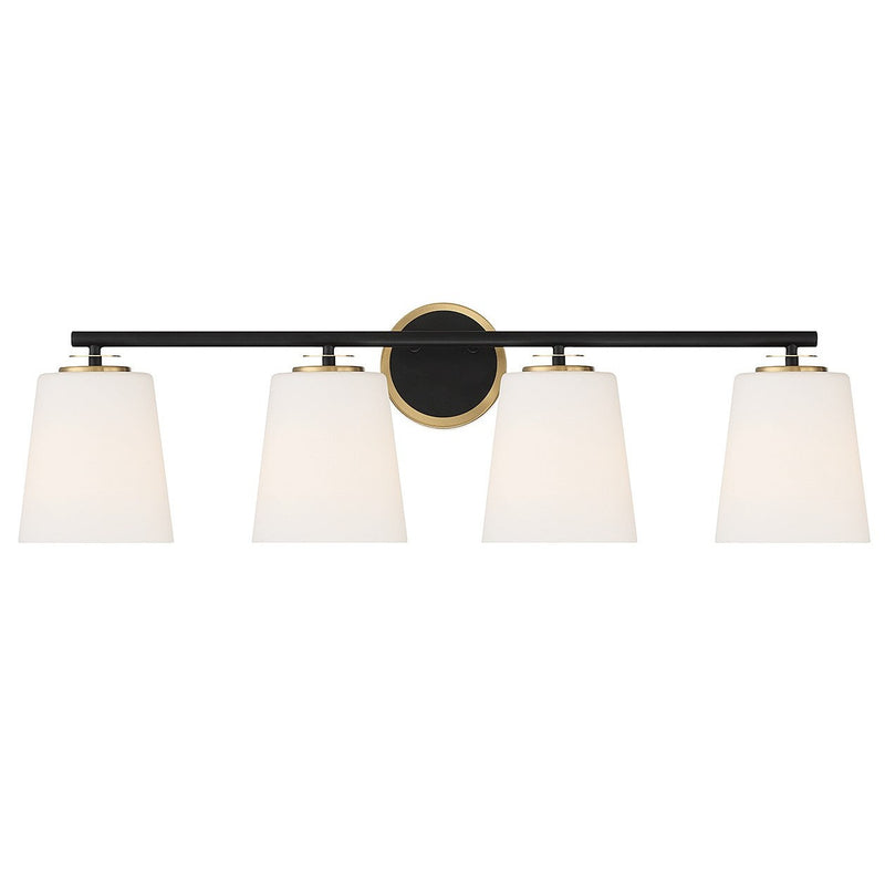 Meridian - M80079MBKNB - Four Light Bathroom Vanity - Matte Black and Natural Brass