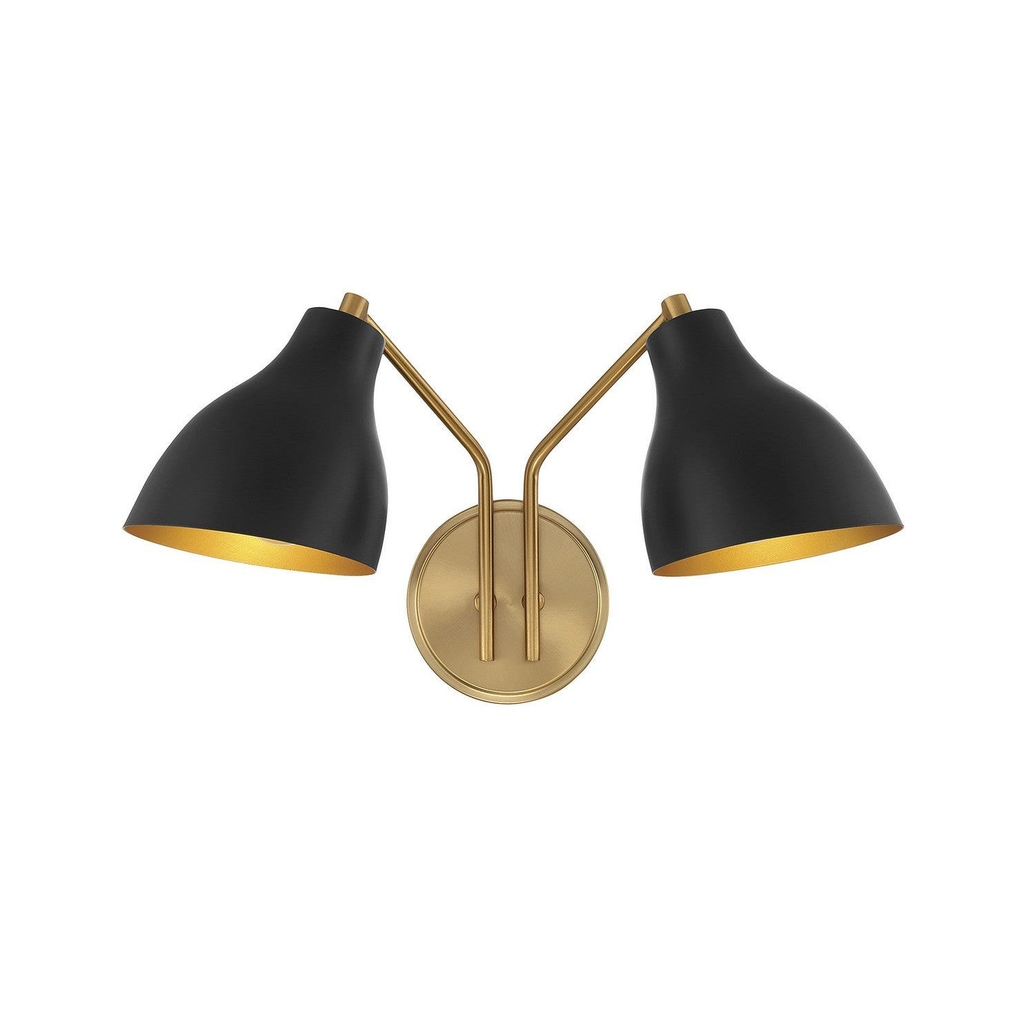 Meridian - M90075MBKNB - Two Light Wall Sconce - Matte Black with Natural Brass