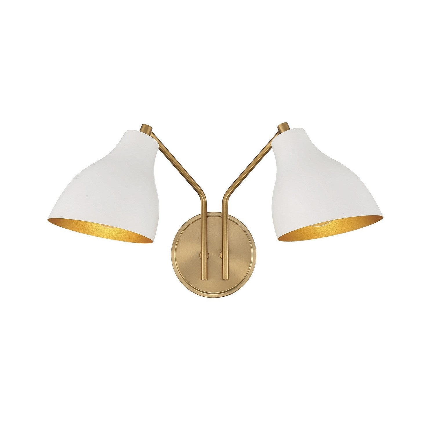 Meridian - M90075WHNB - Two Light Wall Sconce - White with Natural Brass