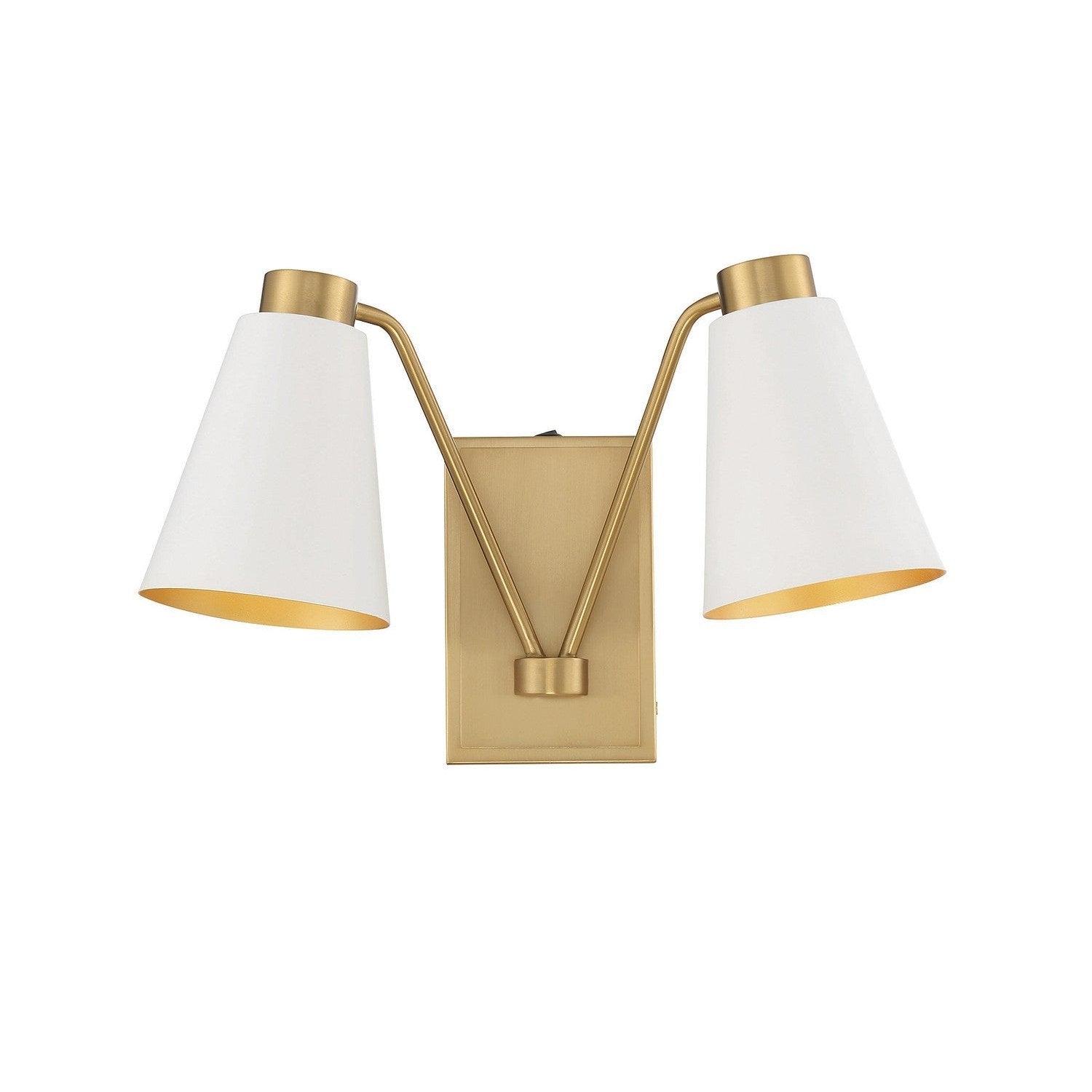 Meridian - M90076WHNB - Two Light Wall Sconce - White with Natural Brass