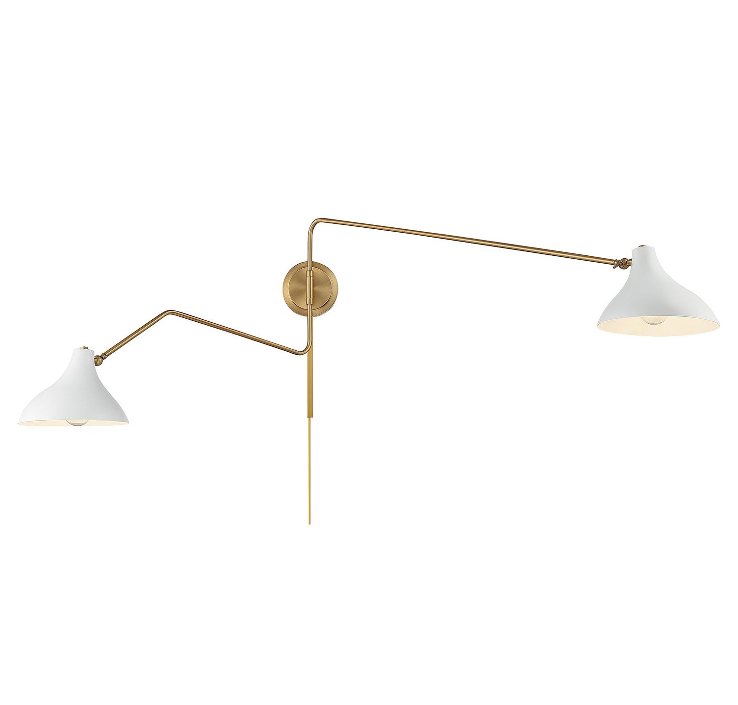 Meridian - M90088WHNB - Two Light Wall Sconce - White with Natural Brass