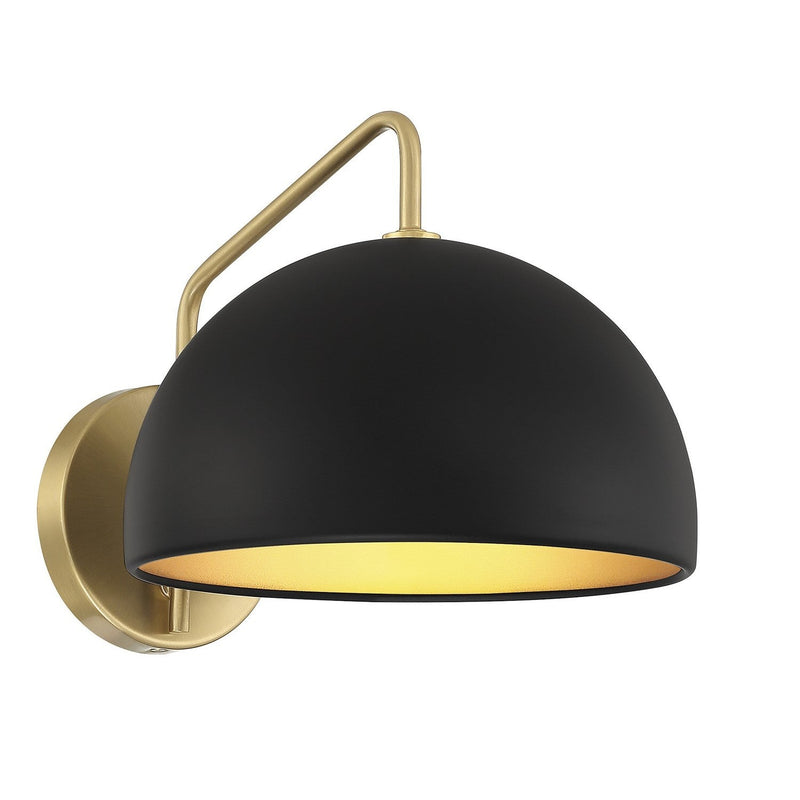 Meridian - M90094MBKNB - One Light Wall Sconce - Matte Black with Natural Brass