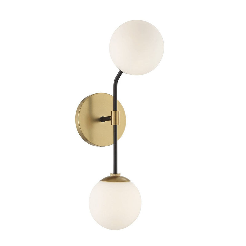 Meridian - M90098MBKNB - Two Light Wall Sconce - Matte Black and Natural Brass