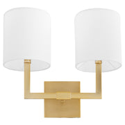 Quorum - 5377-2-80 - Two Light Wall Mount - BOLERO - Aged Brass w/ White Linen