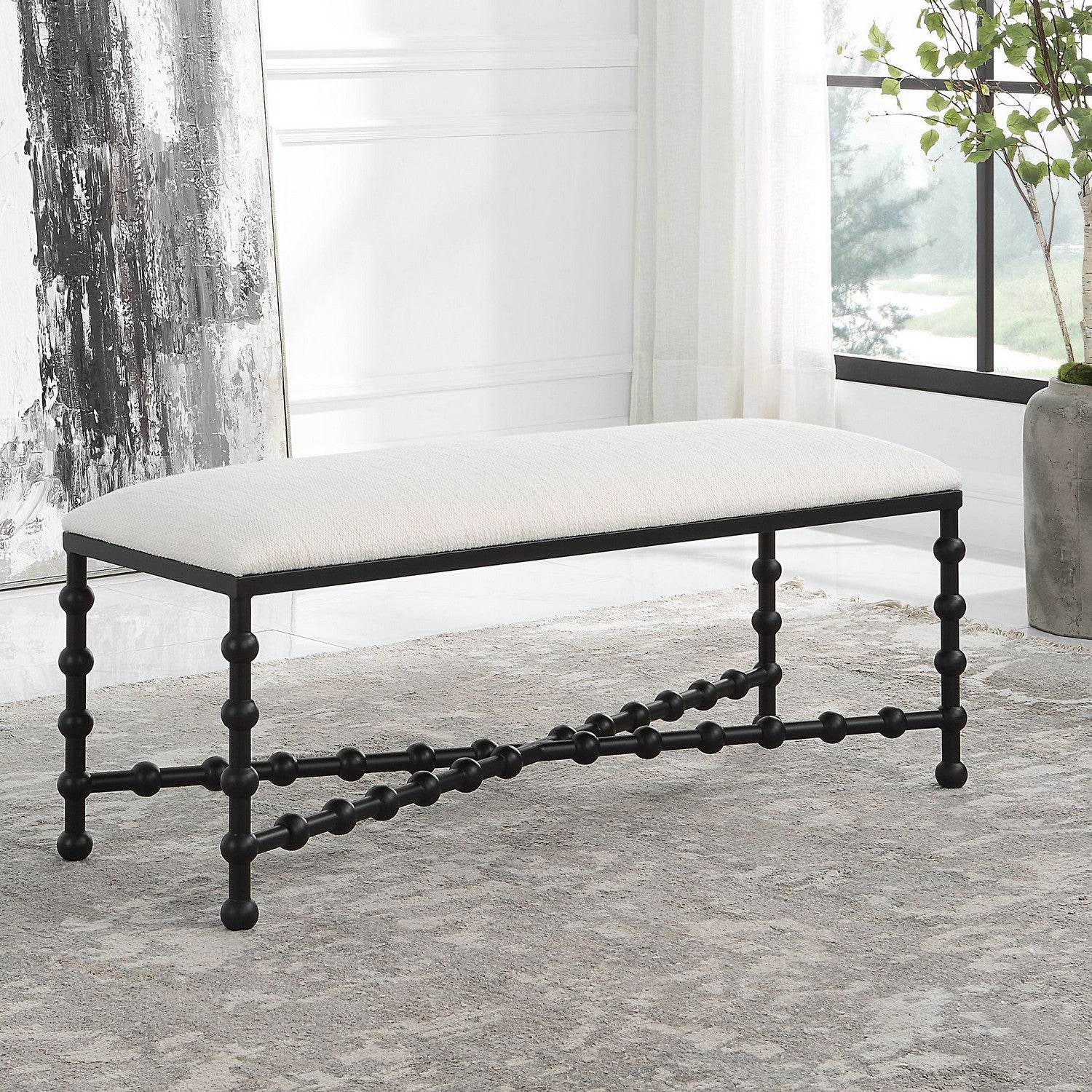 Uttermost - 23756 - Bench - Iron Drops - Satin Black