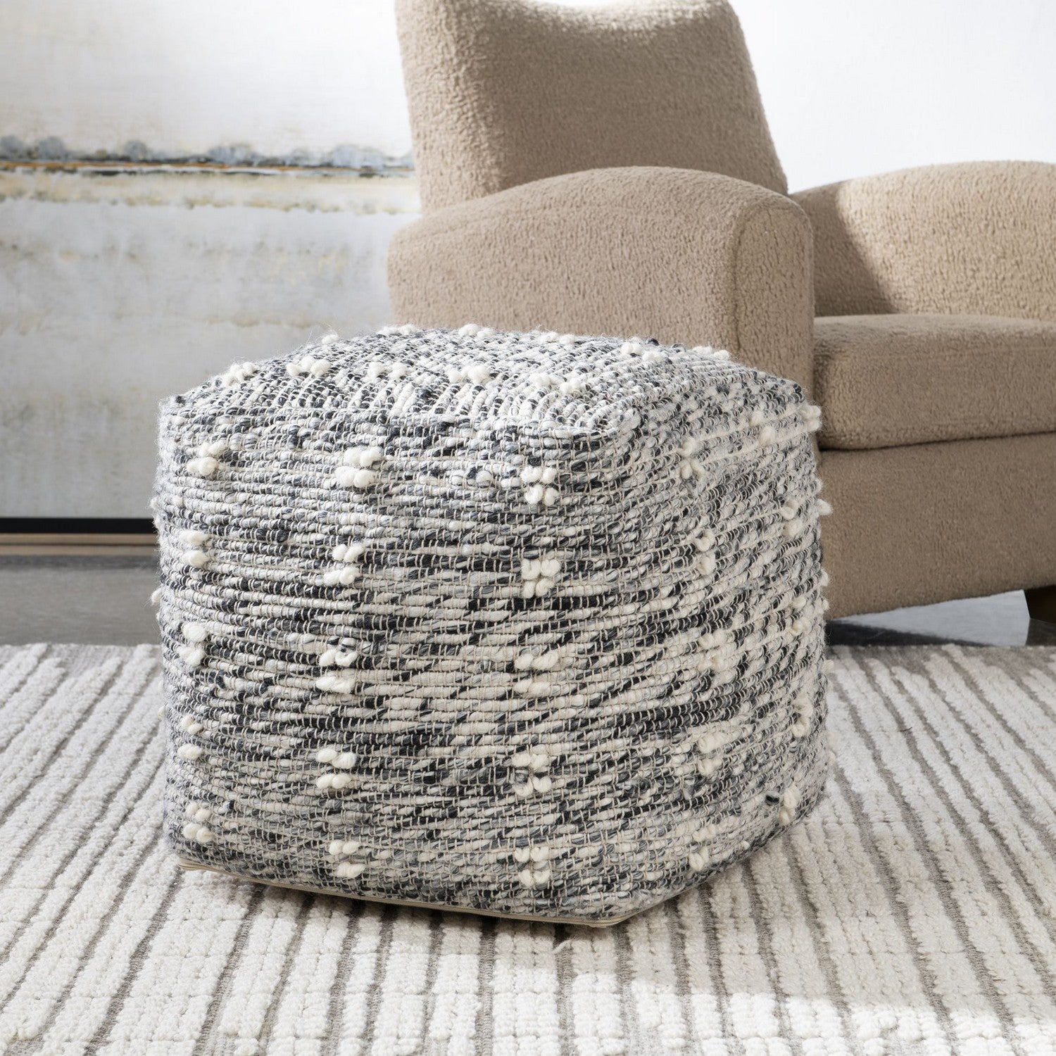 Uttermost - 23974 - Pouf - Narol - Charcoal And Black