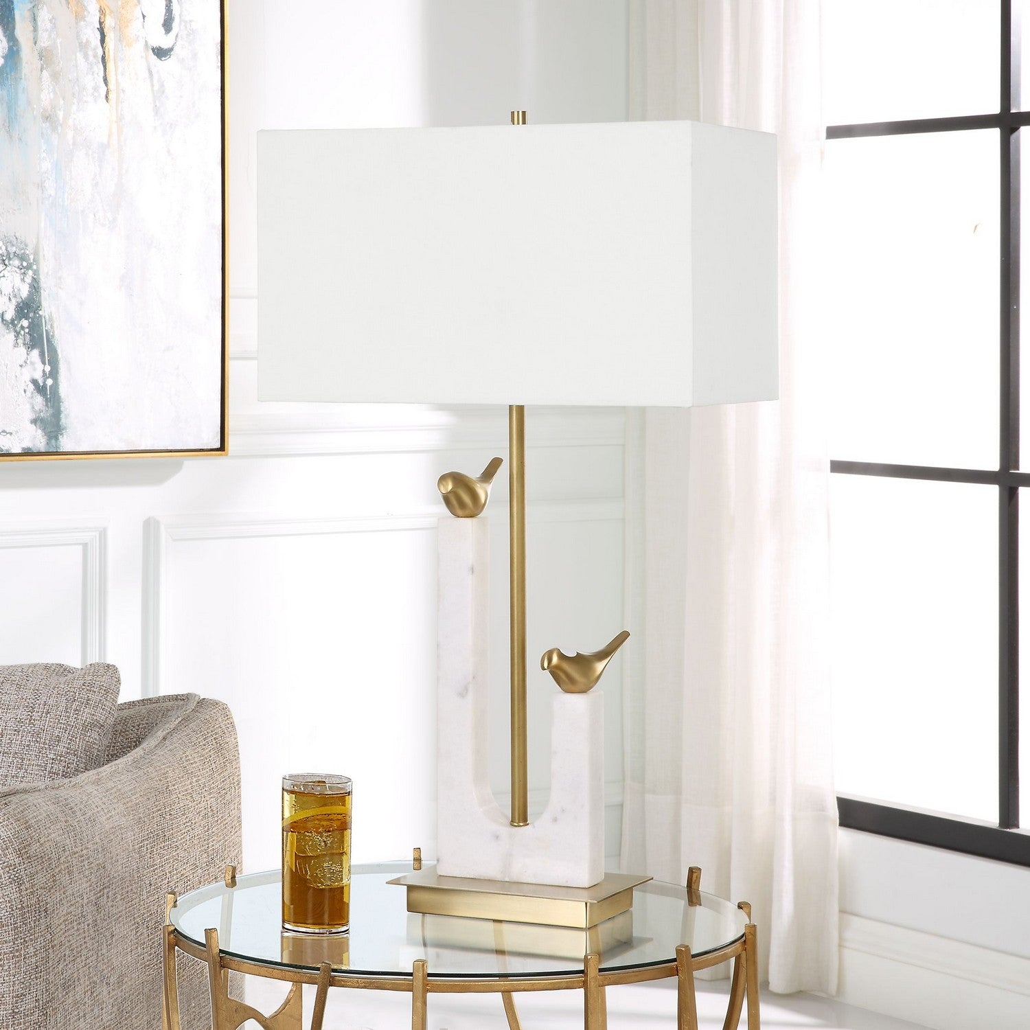 Uttermost - 30189 - One Light Table Lamp - Songbirds - Brushed Brass