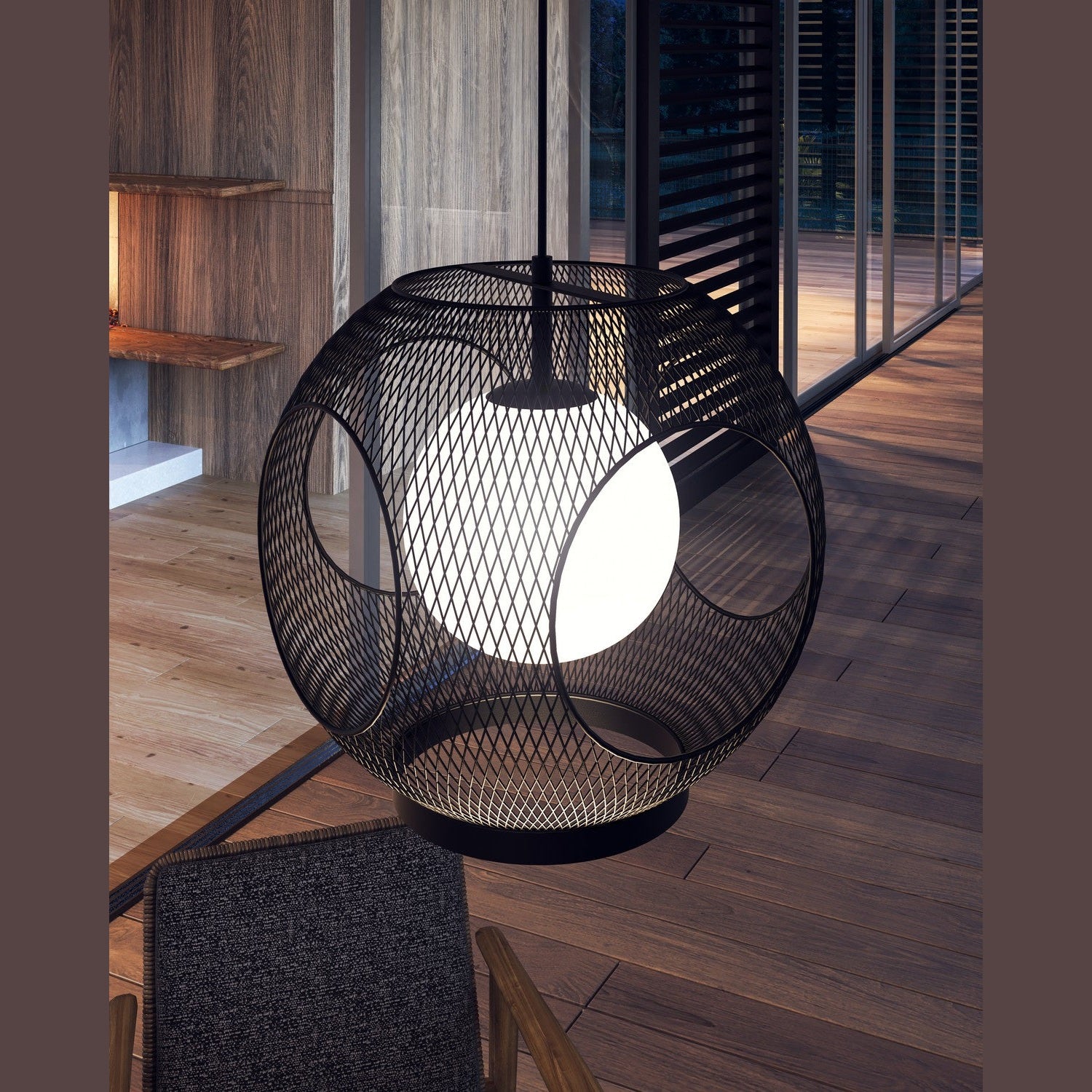 Kuzco Lighting - EP56913-BK/OP - One Light Exterior Pendant - Kona - Black/Opal Glass