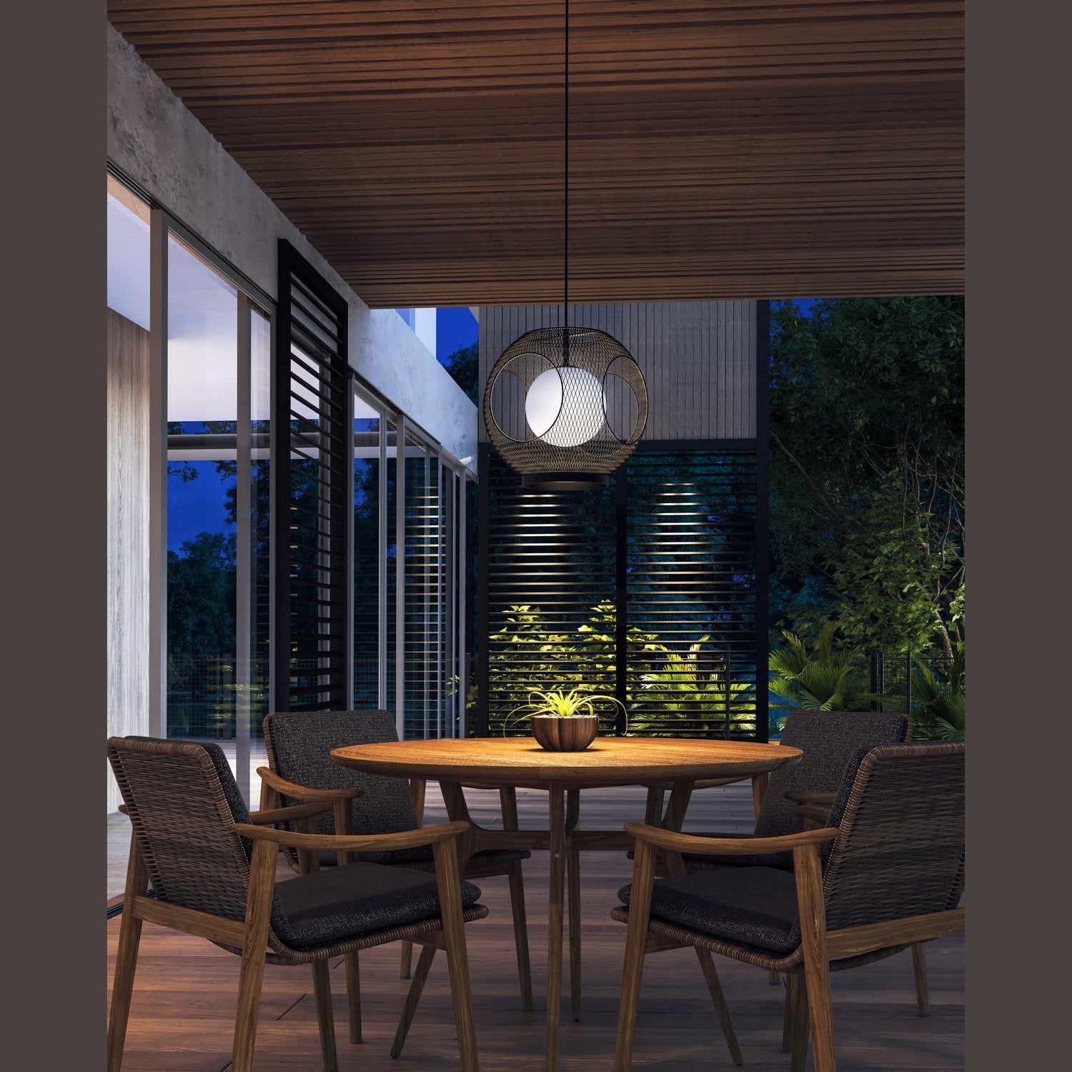 Kuzco Lighting - EP56913-BK/OP - One Light Exterior Pendant - Kona - Black/Opal Glass