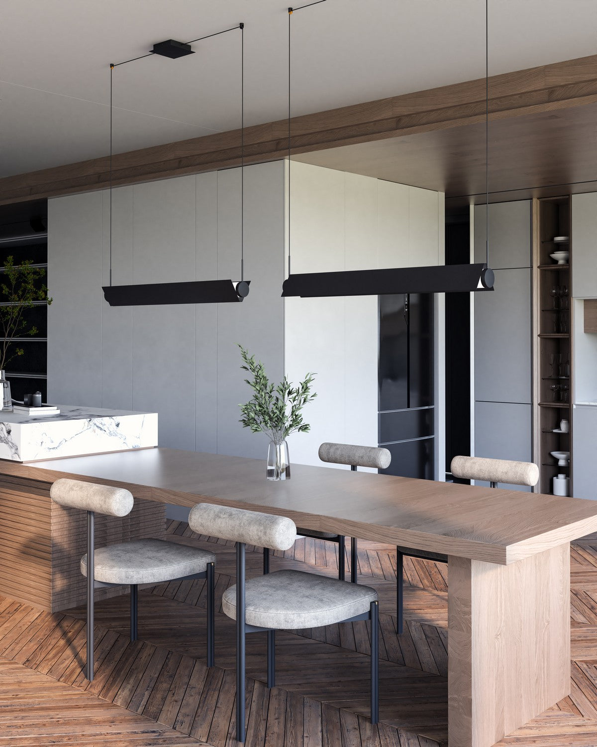 Kuzco Lighting - LP73536-BK/WH - LED Linear Pendant - Phoenix - Black/White