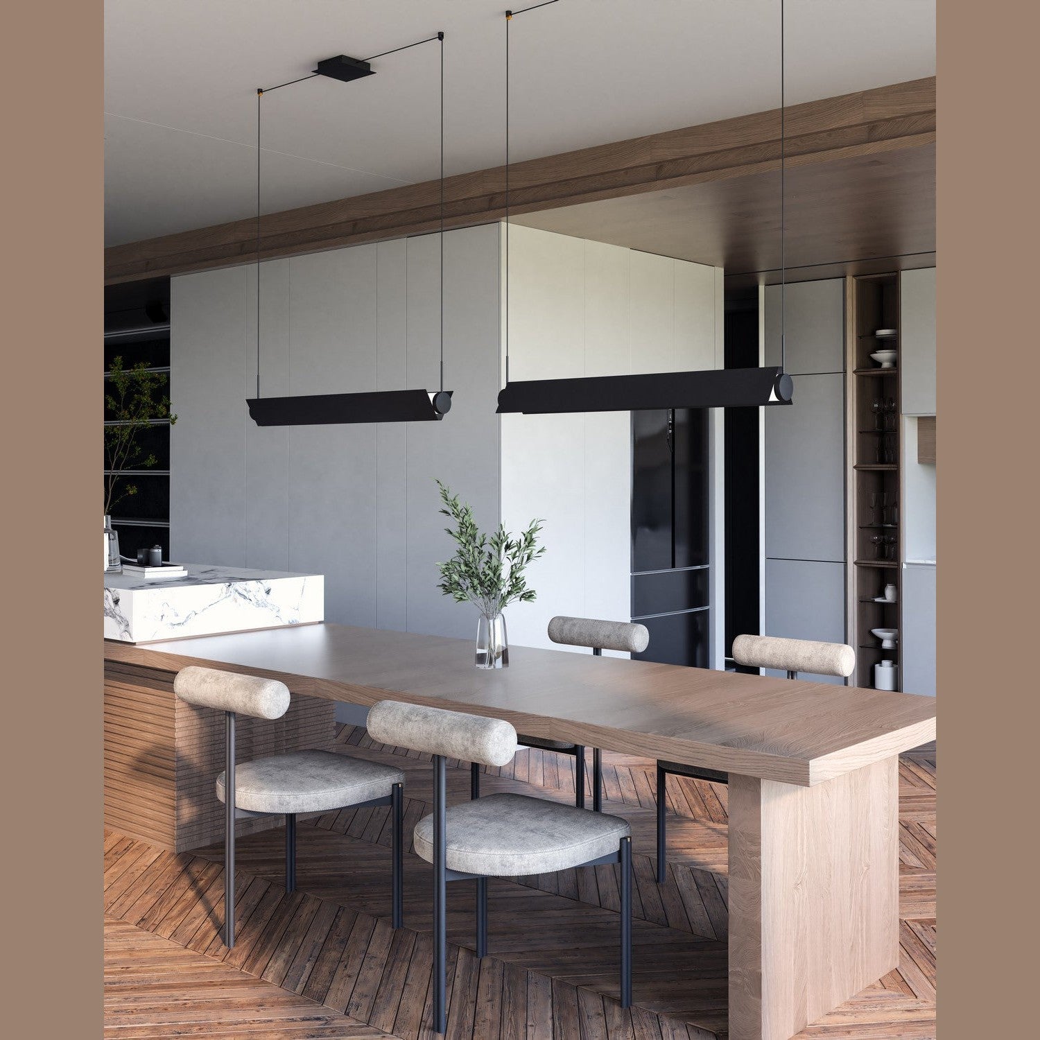 Kuzco Lighting - LP73536-BK/WH - LED Linear Pendant - Phoenix - Black/White