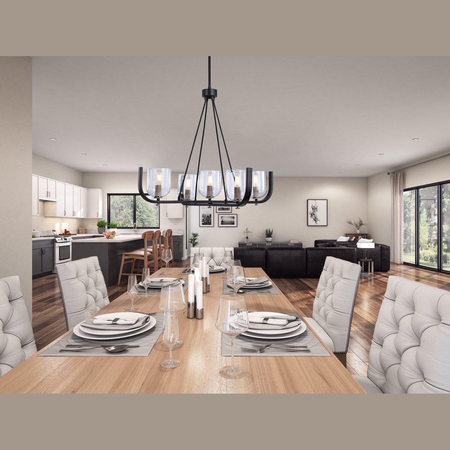 Artcraft - AC11746NB - Five Light Chandelier - Cheshire - Black & Nickel