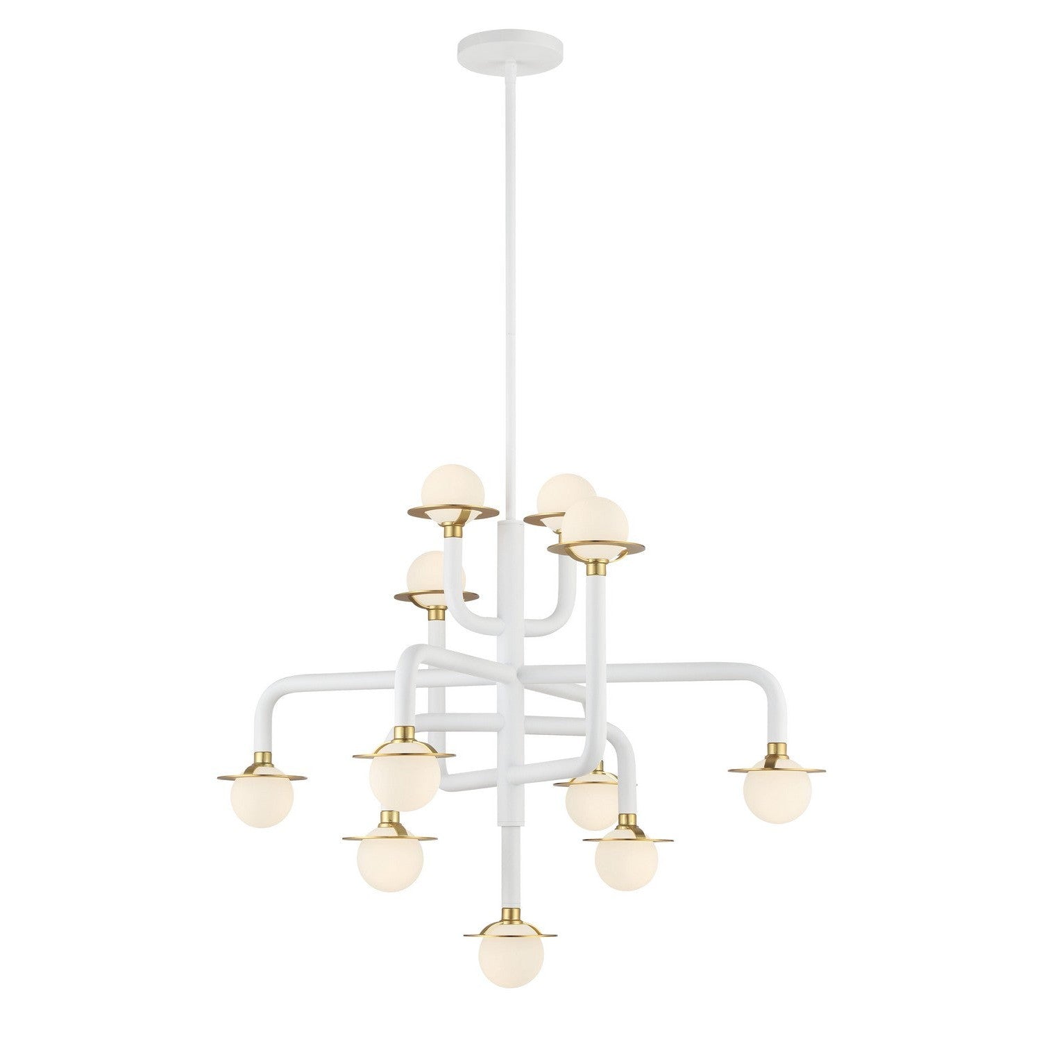 George Kovacs - P5511-706-L - 11 Light Chandelier - Tubular - Matte White W/Honey Gold