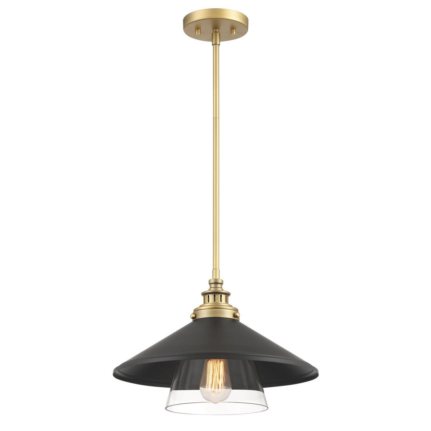 Minka-Lavery - 1405-758 - One Light Mini Pendant - Segan - Coal & Soft Brass (Painted)