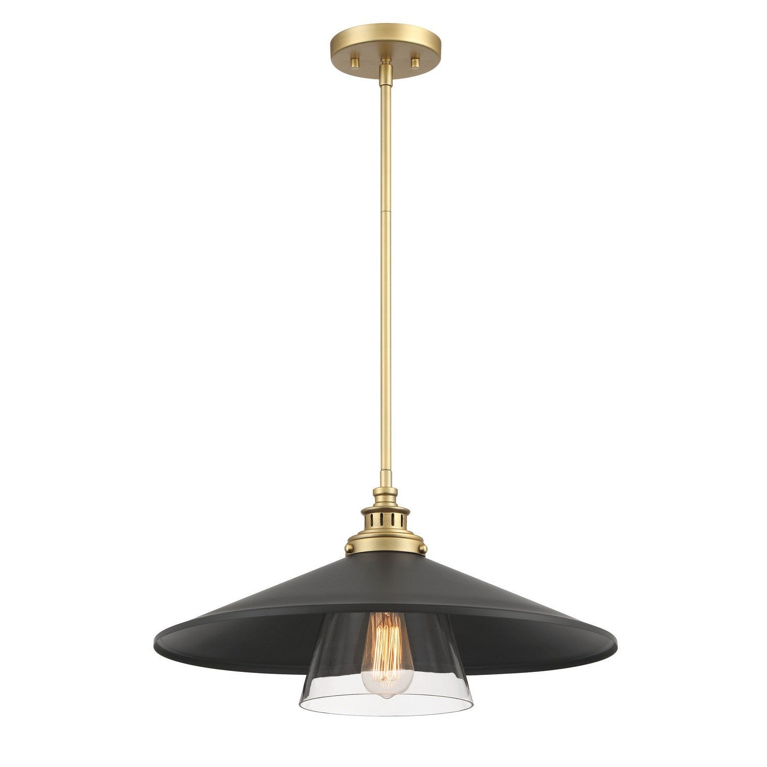 Minka-Lavery - 1406-758 - One Light Mini Pendant - Segan - Coal & Soft Brass (Painted)
