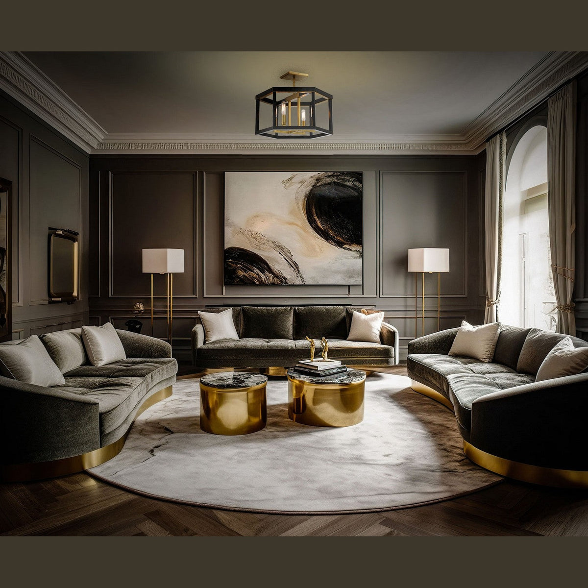 Minka-Lavery - 2114-726 - Four Light Semi Flush Mount - Union Estates - Coal And Soft Brass