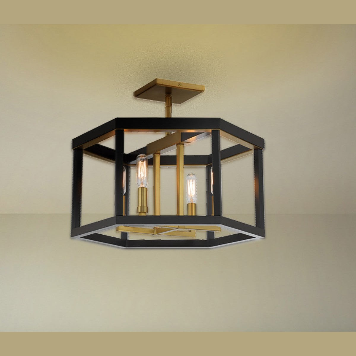 Minka-Lavery - 2114-726 - Four Light Semi Flush Mount - Union Estates - Coal And Soft Brass