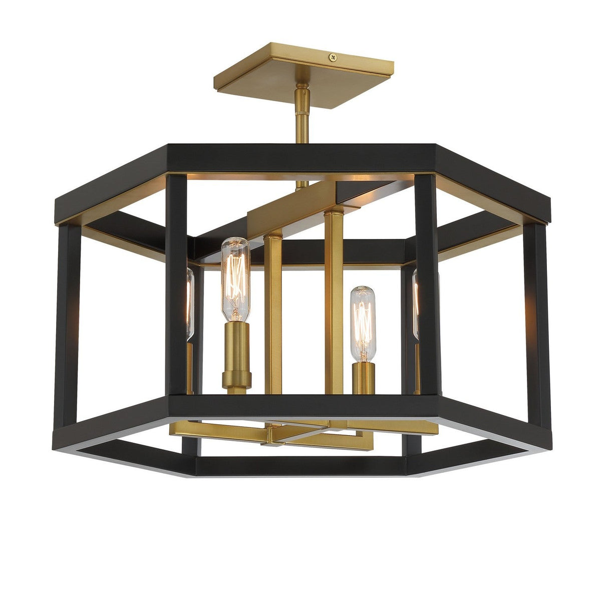 Minka-Lavery - 2114-726 - Four Light Semi Flush Mount - Union Estates - Coal And Soft Brass
