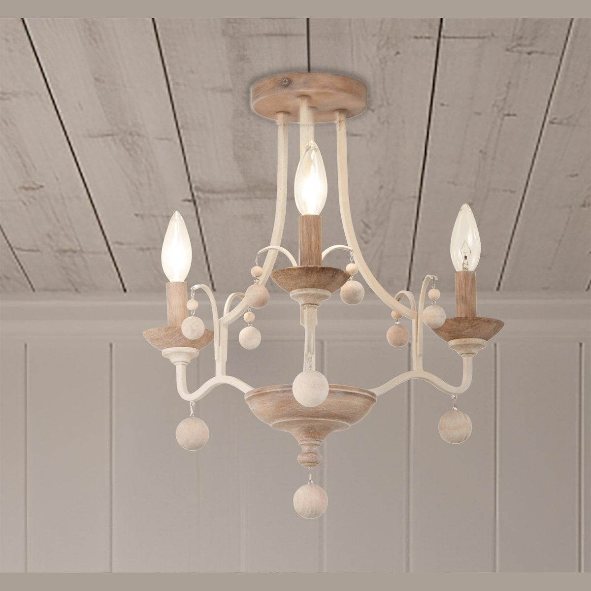 Minka-Lavery - 2662-717 - Three Light Semi Flush Mount - Colonial Charm - White Wash & Sun Dried Clay