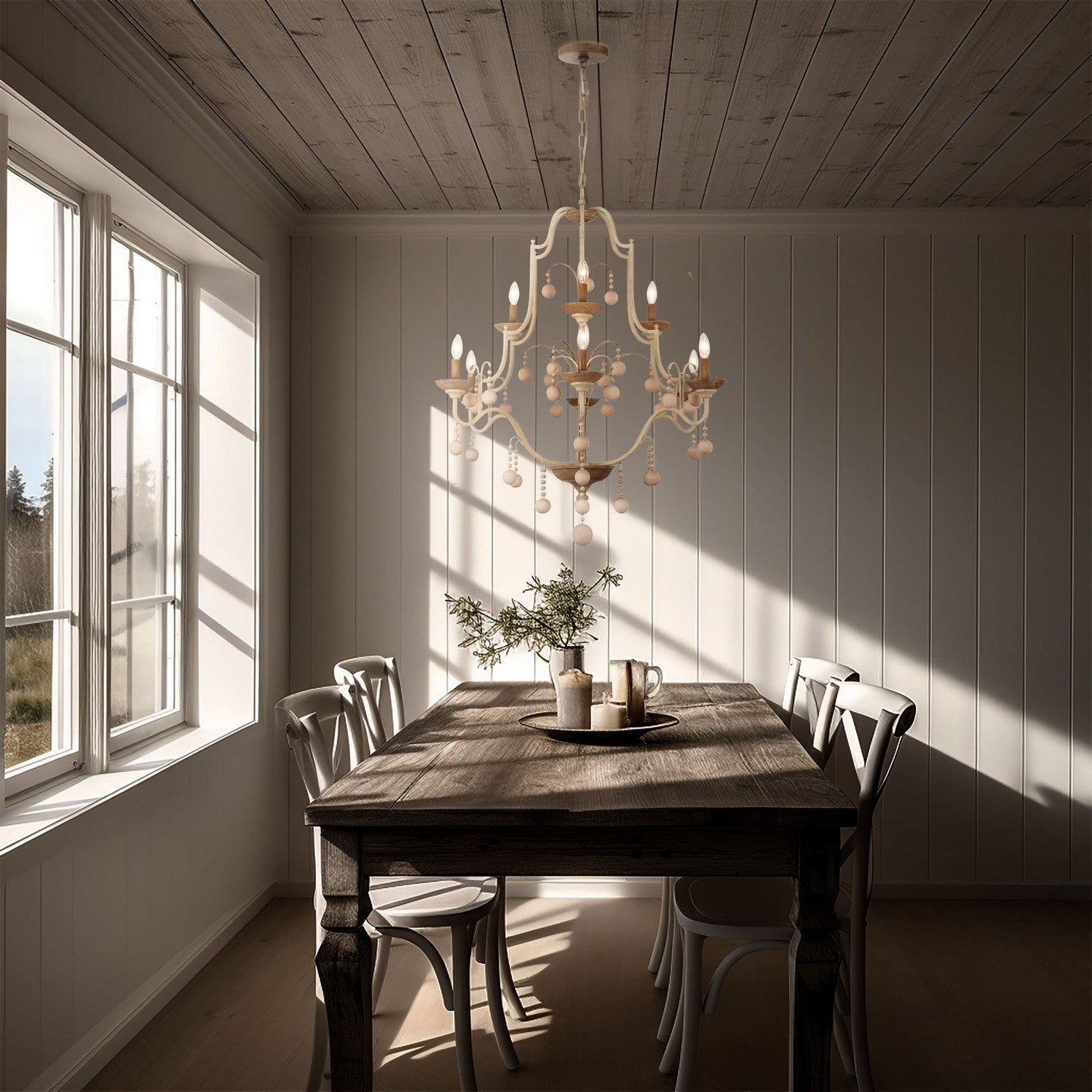 Minka-Lavery - 2669-717 - Nine Light Chandelier - Colonial Charm - White Wash & Sun Dried Clay