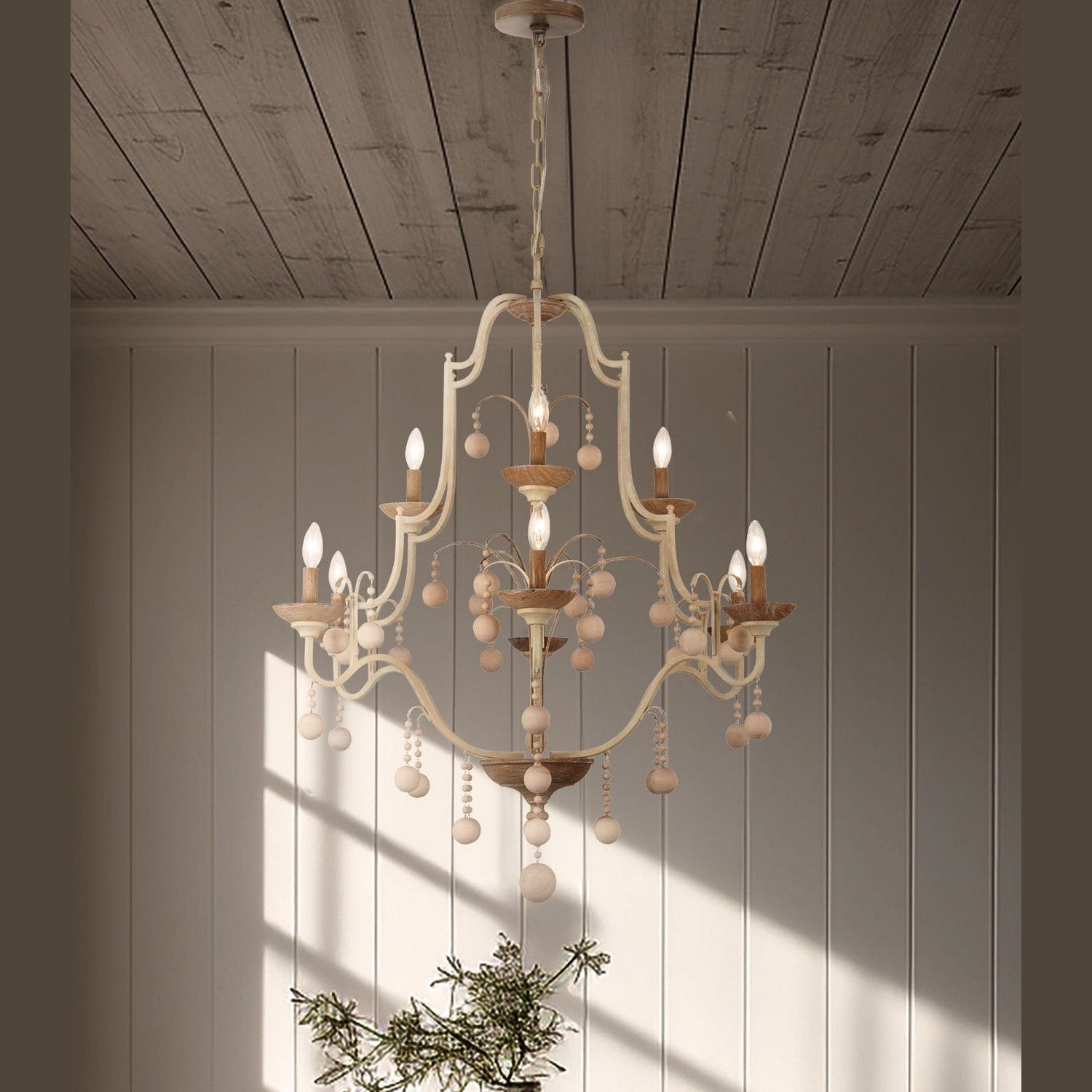 Minka-Lavery - 2669-717 - Nine Light Chandelier - Colonial Charm - White Wash & Sun Dried Clay