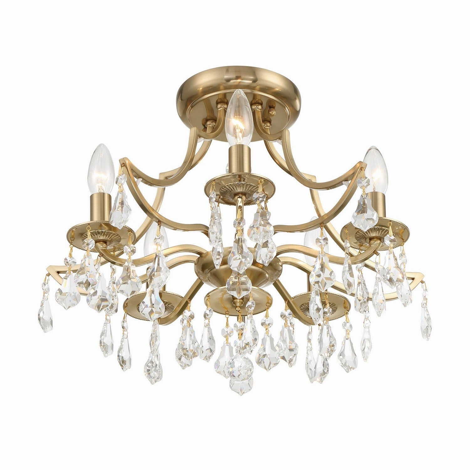 Crystorama - 5930-VG-CL-MWP - Five Light Semi Flush Mount - Cedar - Vibrant Gold
