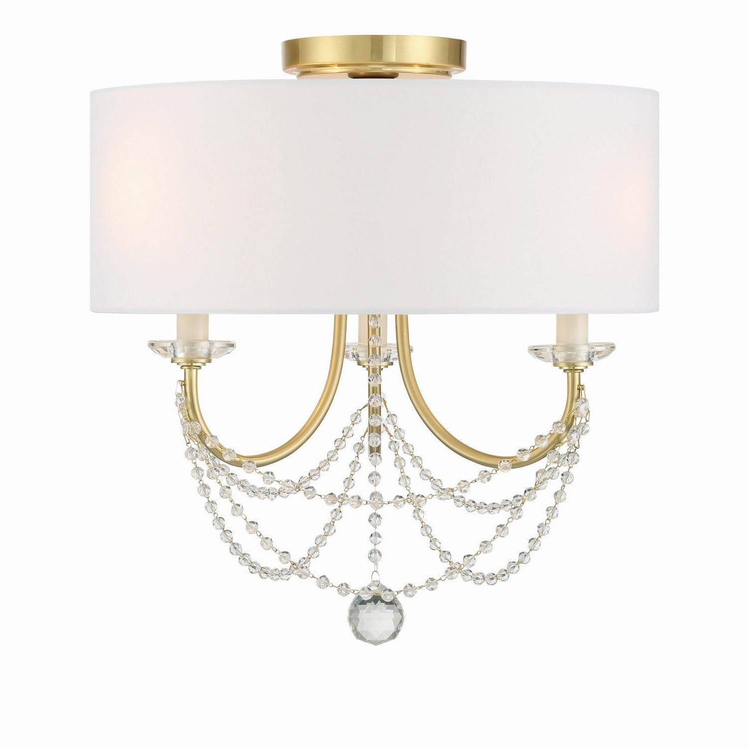 Crystorama - DEL-90803-AG_CEILING - Three Light Semi Flush Mount - Delilah - Aged Brass