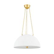 Hudson Valley - MDS1100-AGB/WP - Three Light Pendant - Chiswick - Aged Brass/White Plaster
