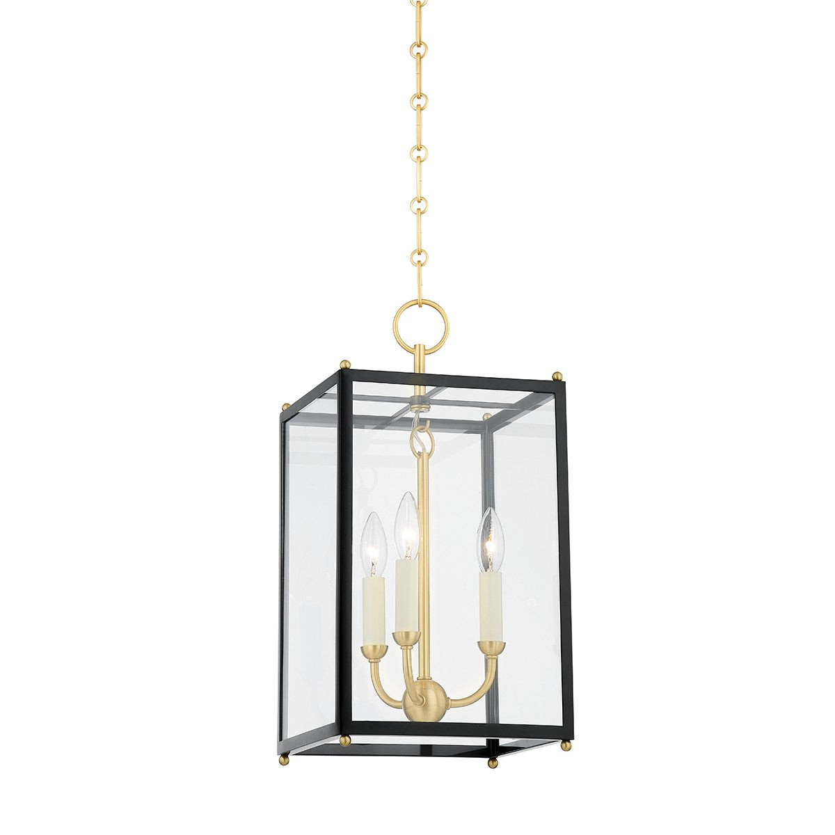 Hudson Valley - MDS1200-AGB/DBL - Three Light Lantern - Chaselton - Aged Brass/Darkest Blue