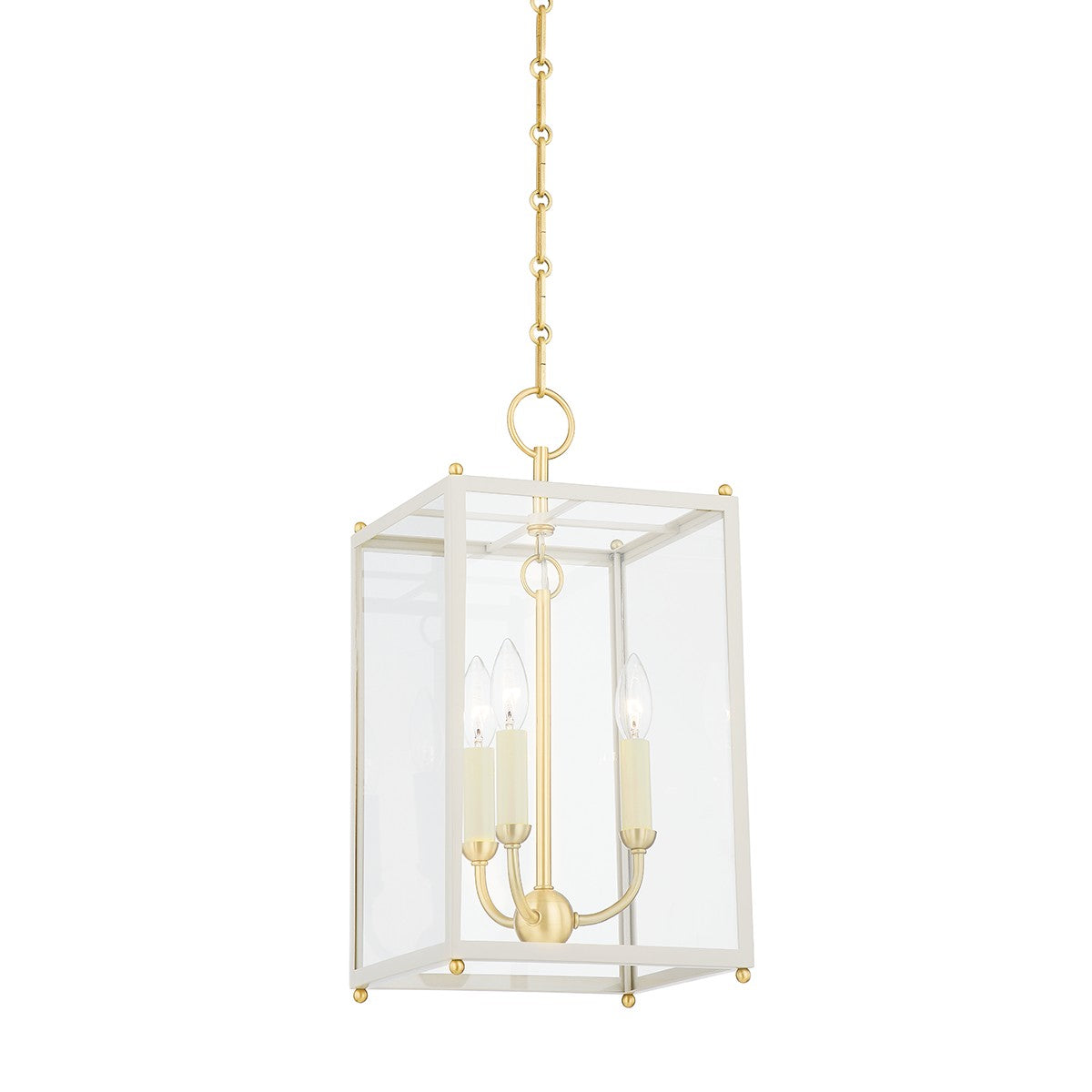Hudson Valley - MDS1200-AGB/OW - Three Light Lantern - Chaselton - Aged Brass/Off White