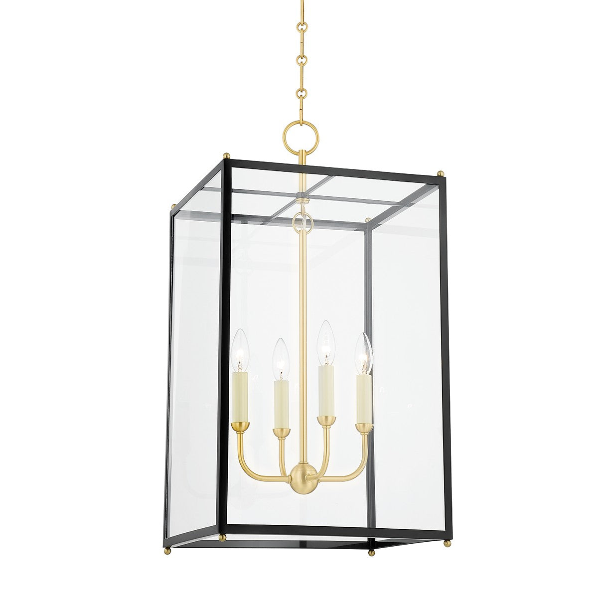 Hudson Valley - MDS1201-AGB/DBL - Four Light Lantern - Chaselton - Aged Brass/Darkest Blue