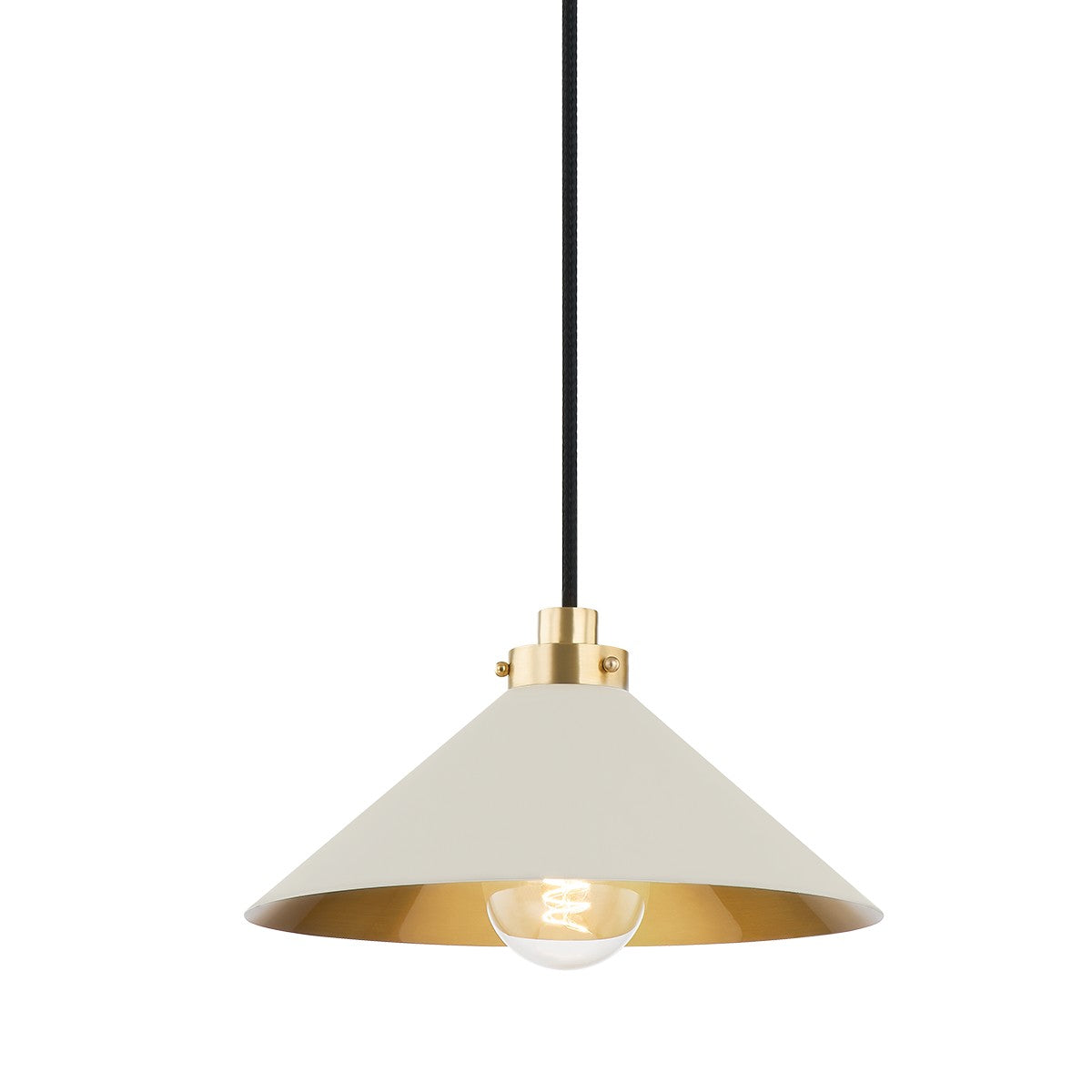 Hudson Valley - MDS1401-AGB/OW - One Light Pendant - Clivedon - Aged Brass/Off White