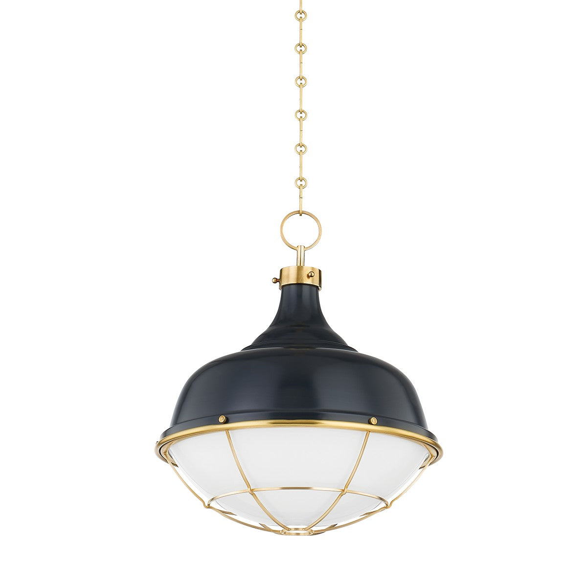 Hudson Valley - MDS1502-AGB/DBL - One Light Pendant - Holkham - Aged Brass/Darkest Blue