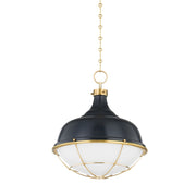Hudson Valley - MDS1502-AGB/DBL - One Light Pendant - Holkham - Aged Brass/Darkest Blue