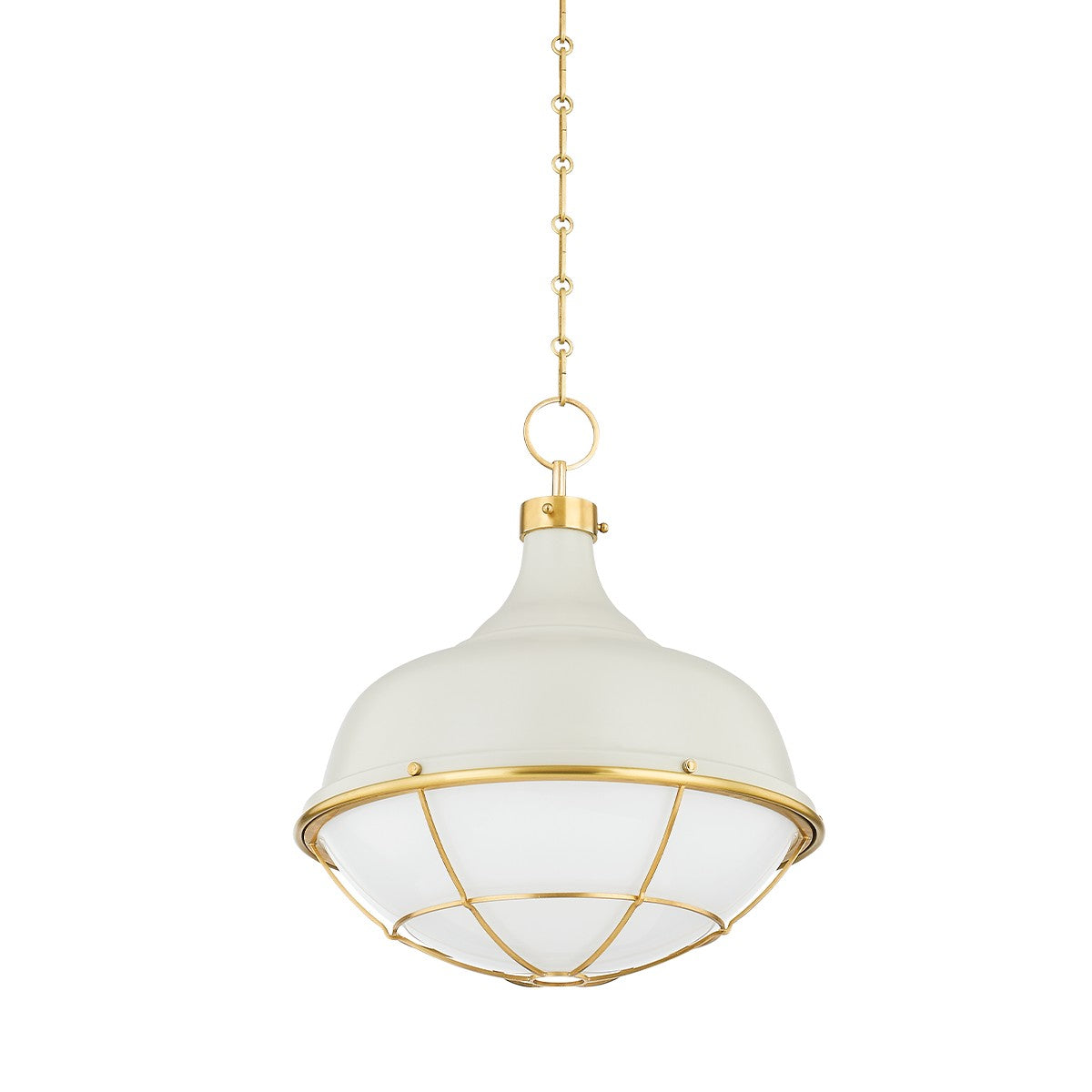 Hudson Valley - MDS1502-AGB/OW - One Light Pendant - Holkham - Aged Brass/Off White