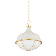 Hudson Valley - MDS1502-AGB/OW - One Light Pendant - Holkham - Aged Brass/Off White