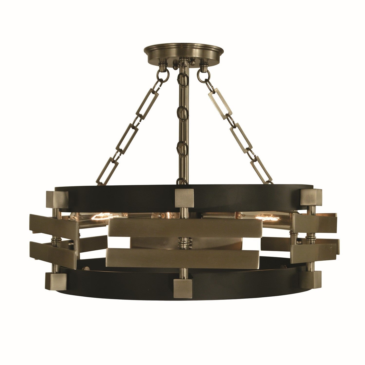 Framburg - 5740 BR/MBLACK - Three Light Semi Flush Mount - Eden - Brush Brass Matte Black
