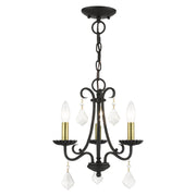 Livex Lighting - 40873-04 - Three Light Mini Chandelier - Daphne - Black with Antique Brass