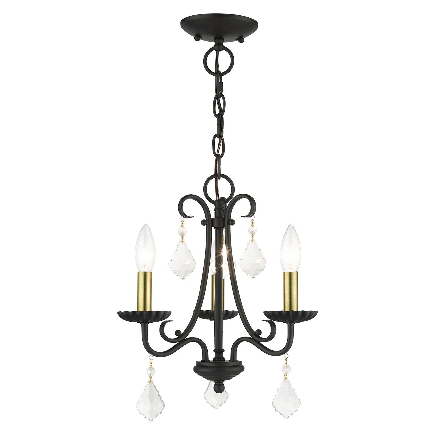 Livex Lighting - 40873-04 - Three Light Mini Chandelier - Daphne - Black with Antique Brass