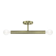 Livex Lighting - 51139-01 - Two Light Semi-Flush Mount - Copenhagen - Antique Brass