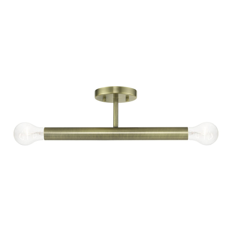 Livex Lighting - 51139-01 - Two Light Semi-Flush Mount - Copenhagen - Antique Brass