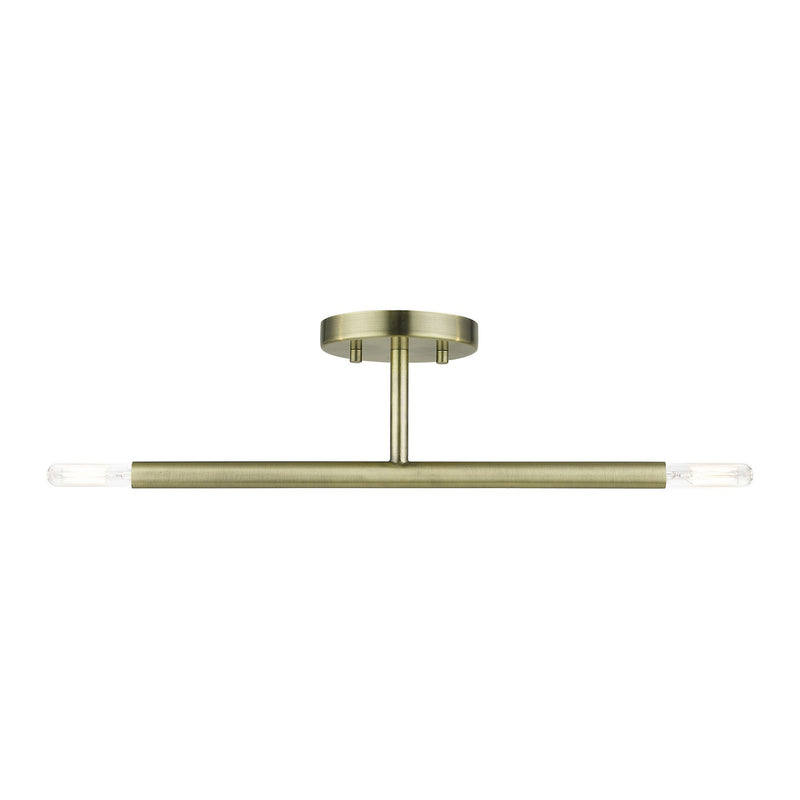 Livex Lighting - 51179-01 - Two Light Semi-Flush Mount - Copenhagen - Antique Brass