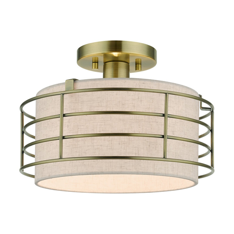 Livex Lighting - 55117-01 - One Light Semi-Flush Mount - Blanchard - Antique Brass