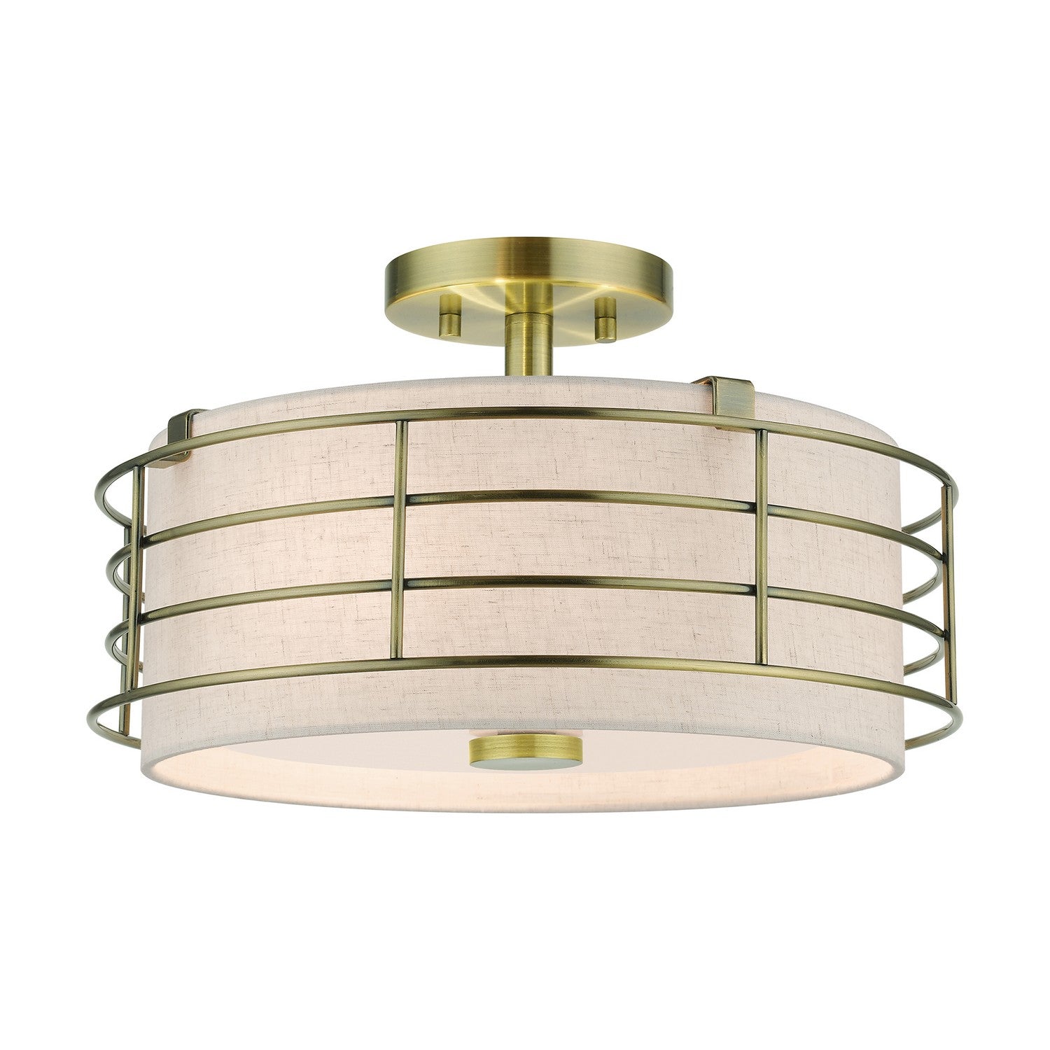 Livex Lighting - 55118-01 - Three Light Semi-Flush Mount - Blanchard - Antique Brass
