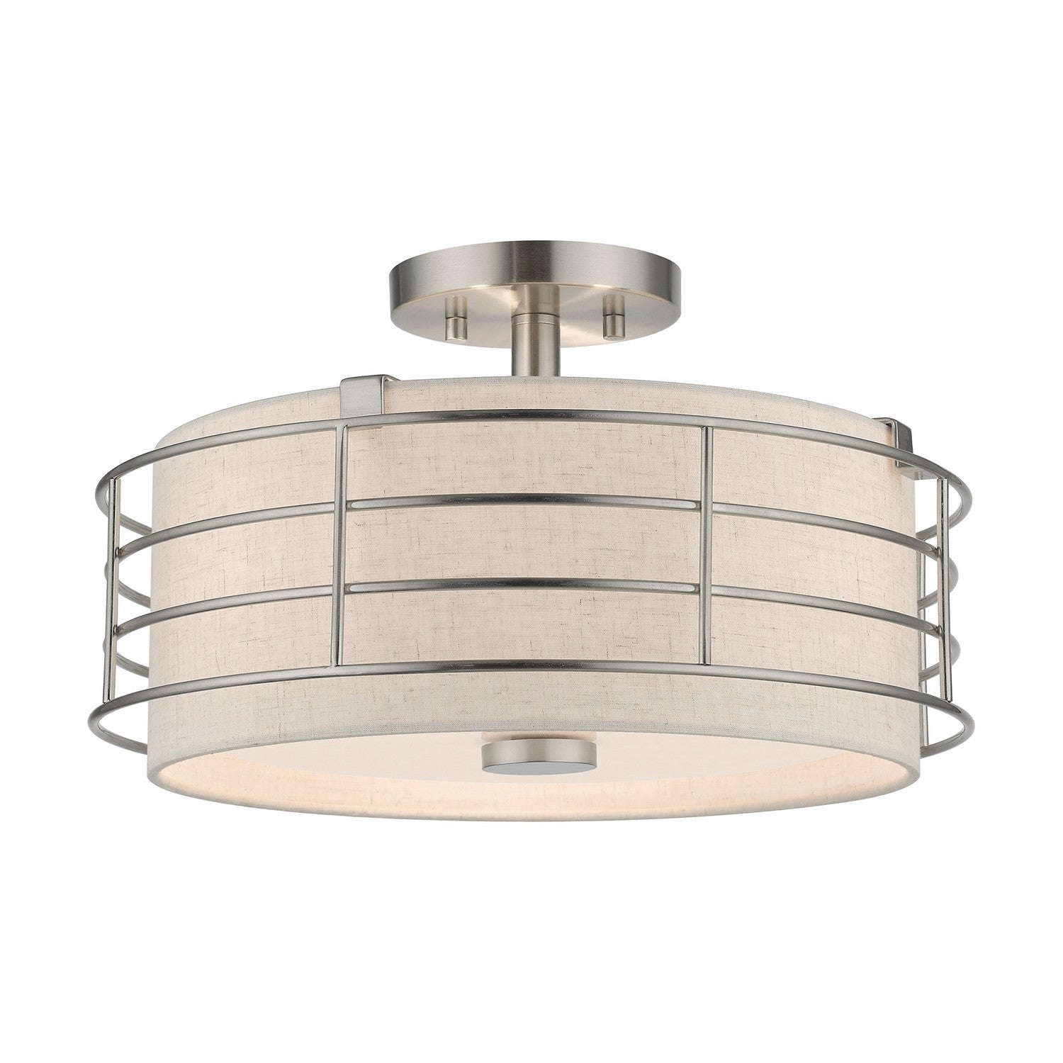 Livex Lighting - 55118-91 - Three Light Semi-Flush Mount - Blanchard - Brushed Nickel