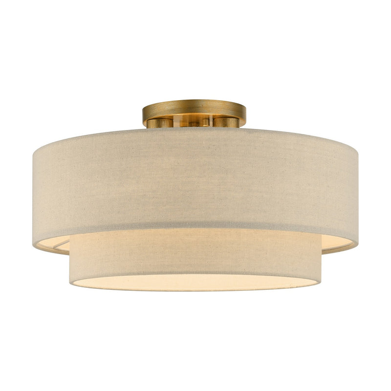 Livex Lighting - 58898-48 - Three Light Semi-Flush Mount - Bellingham - Antique Gold Leaf