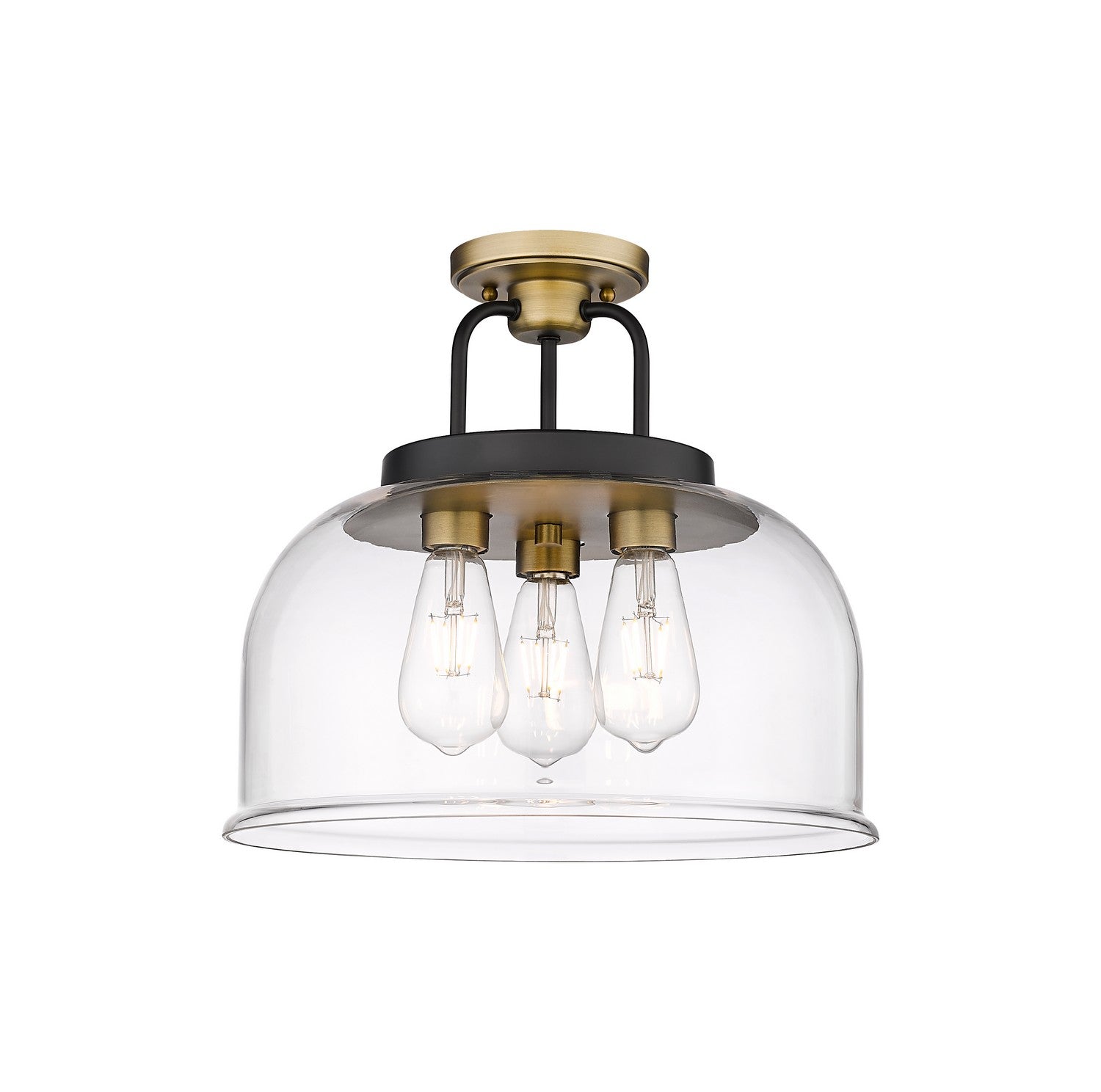 Innovations - 239-3C-BBB-G239-15CL - Three Light Semi-Flush Mount - Downtown Urban - Black Brushed Brass