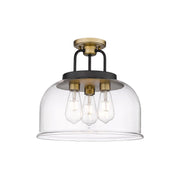 Innovations - 239-3C-BBB-G239-15CL - Three Light Semi-Flush Mount - Downtown Urban - Black Brushed Brass